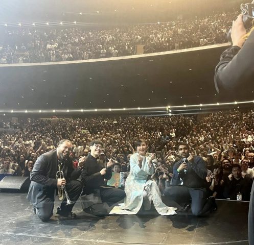 Evangelion Opening night, Toronto 8/27/25L-R Alexis Baro, trumpeter, Thanapol Setabrahmana, conductor, Yoko Takahashi, Vocalist, & Prakash Amarasooriya, Producer!